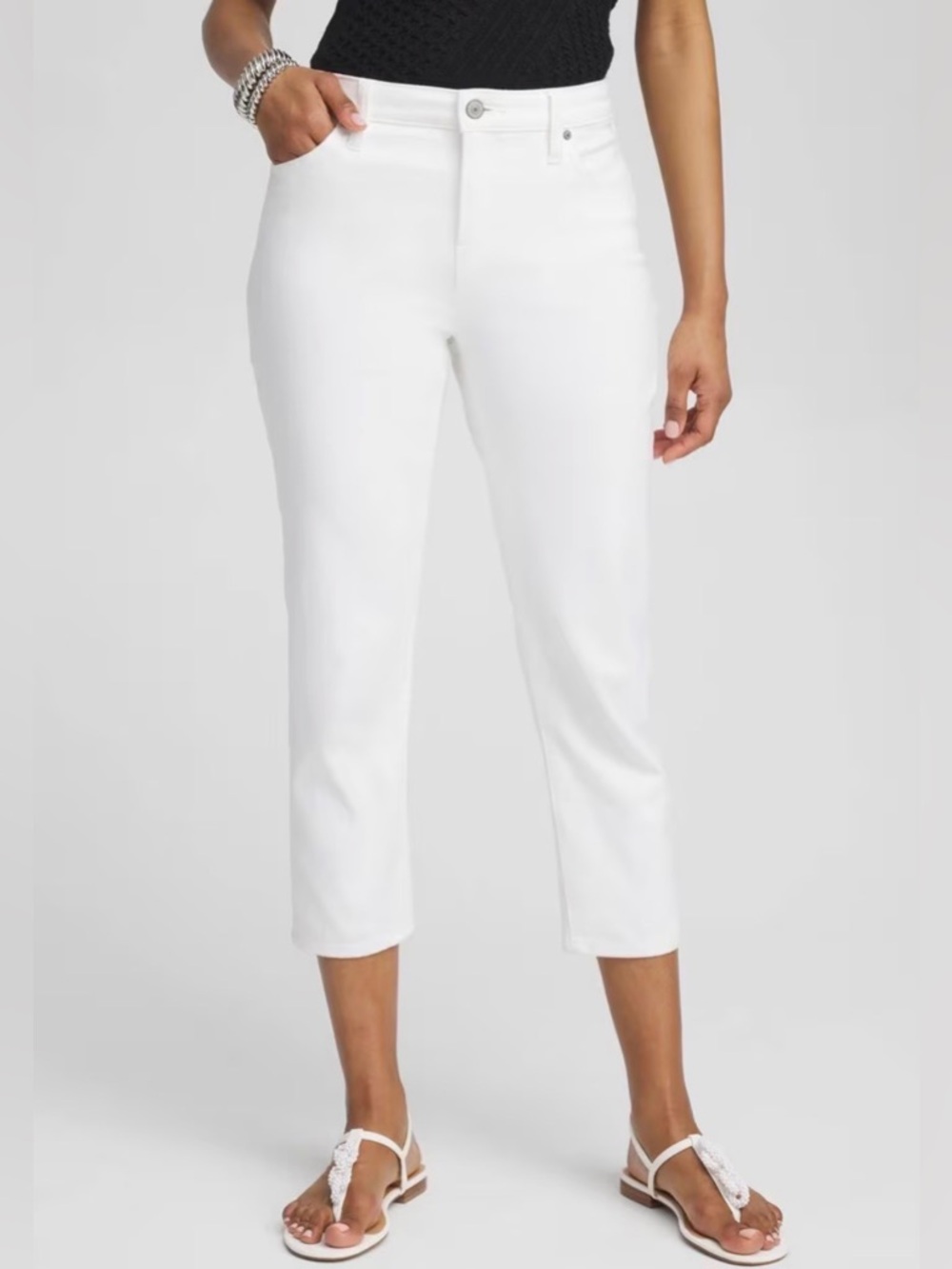 Chico’s So Slimming Girlfriend Crop Jean No Stain Alabaster size 3